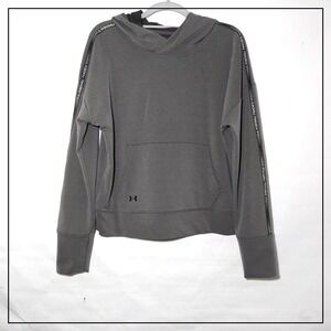 Under Armour Pullover S Sweatshirt Hooded Loose Crop Oversized Gray athleisure